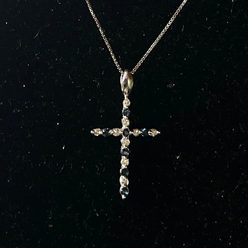Authentic Genuine, Diamonds, and Sapphires necklace.